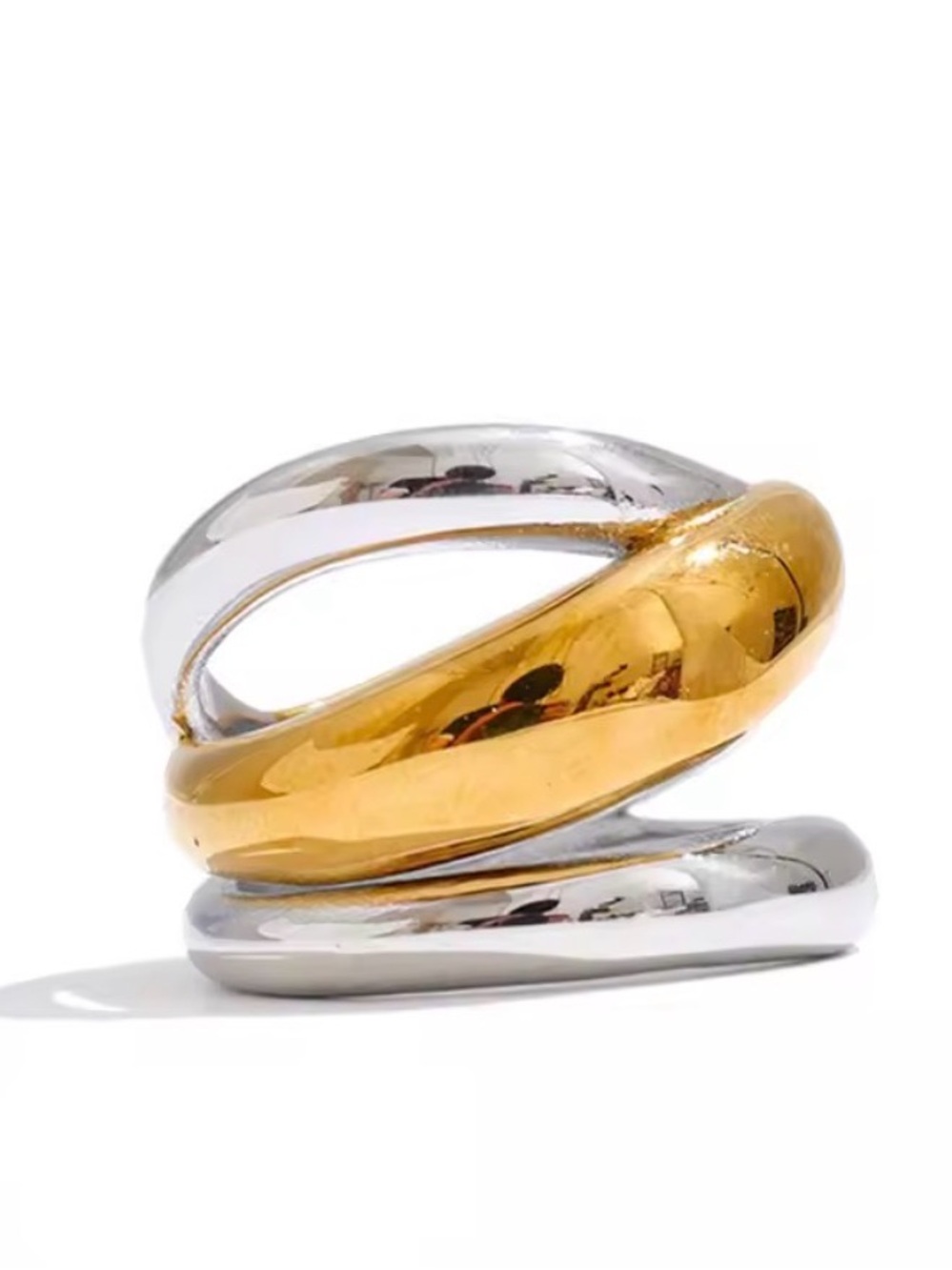 Two-Tone Gold and Silver Wrapped Statement Ring